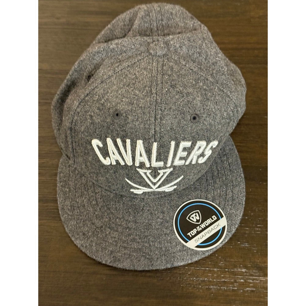 Top of the World UVA Cavaliers Snapback Hat Grey Wool Blend Virginia V-Sabre NEW